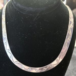 Art Nouveau Etched Sterling Silver Necklace